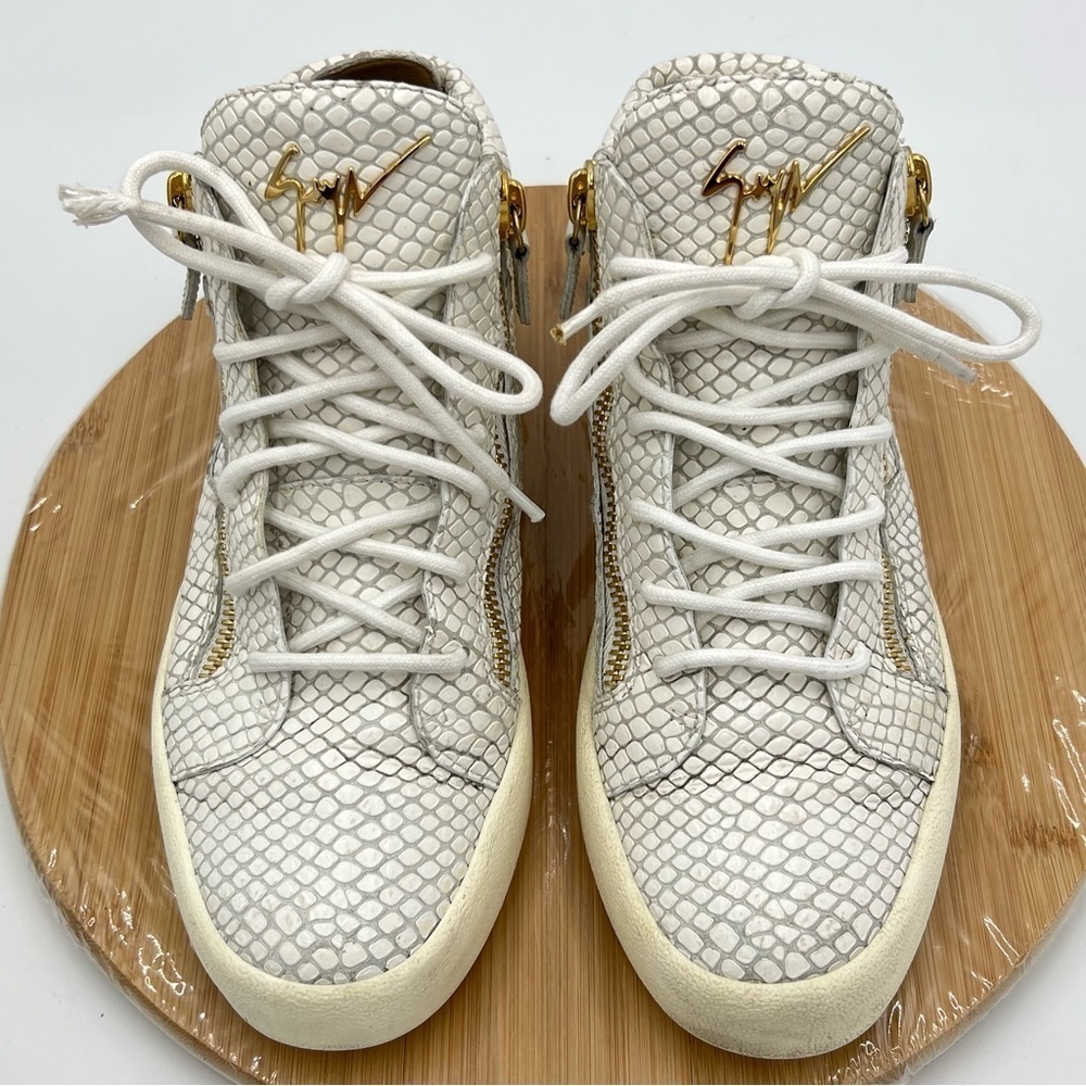Giuseppe Zanotti Snakeskin White High Top Sneakers Size 42 - Picture 4 of 15